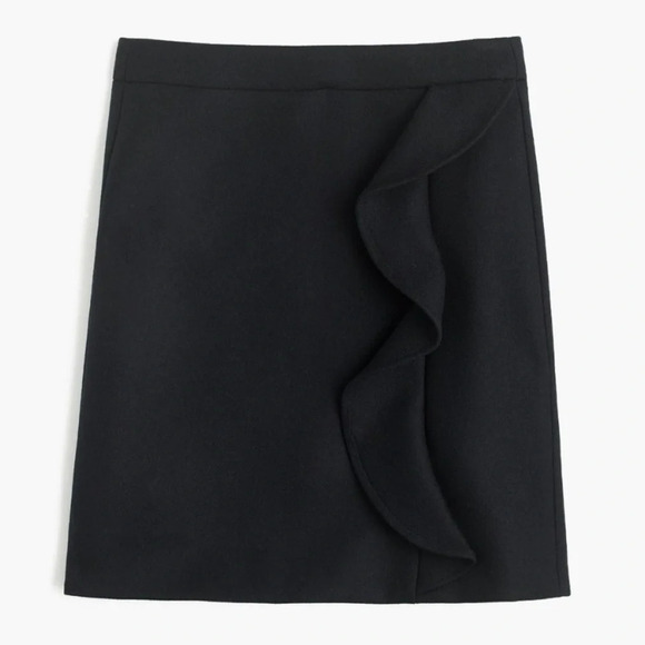J. CREW Wool Ruffle Mini Skirt in Black - Picture 1 of 7